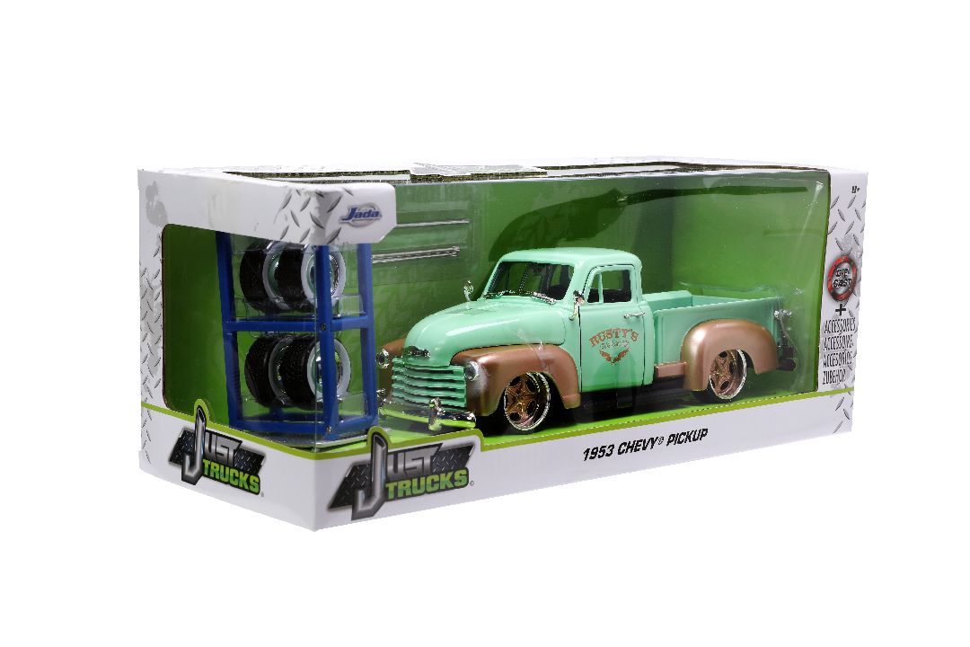 Jada 1/24 "Just Trucks" 1953 Chevy Pickup w/Rack - Light Green - Click Image to Close