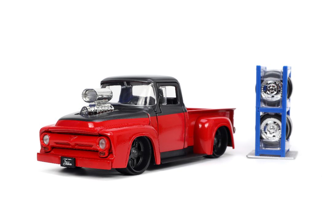 Jada 1/24 "Just Trucks" 1956 Ford F-100 Pickup with Rack - Click Image to Close