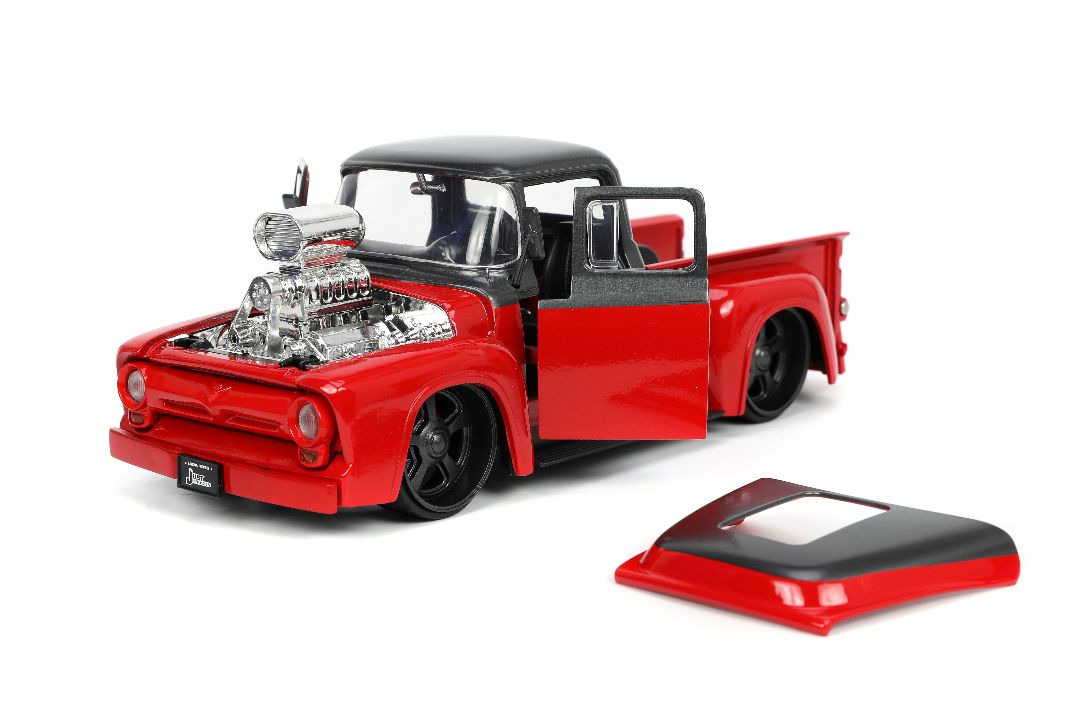 Jada 1/24 "Just Trucks" 1956 Ford F-100 Pickup with Rack - Click Image to Close