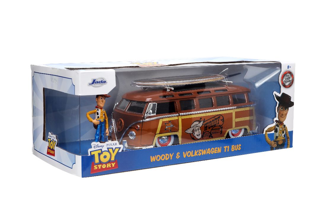 Jada 1/24 "Hollywood Rides" Disney 1962 VW Bus with Woody - Click Image to Close