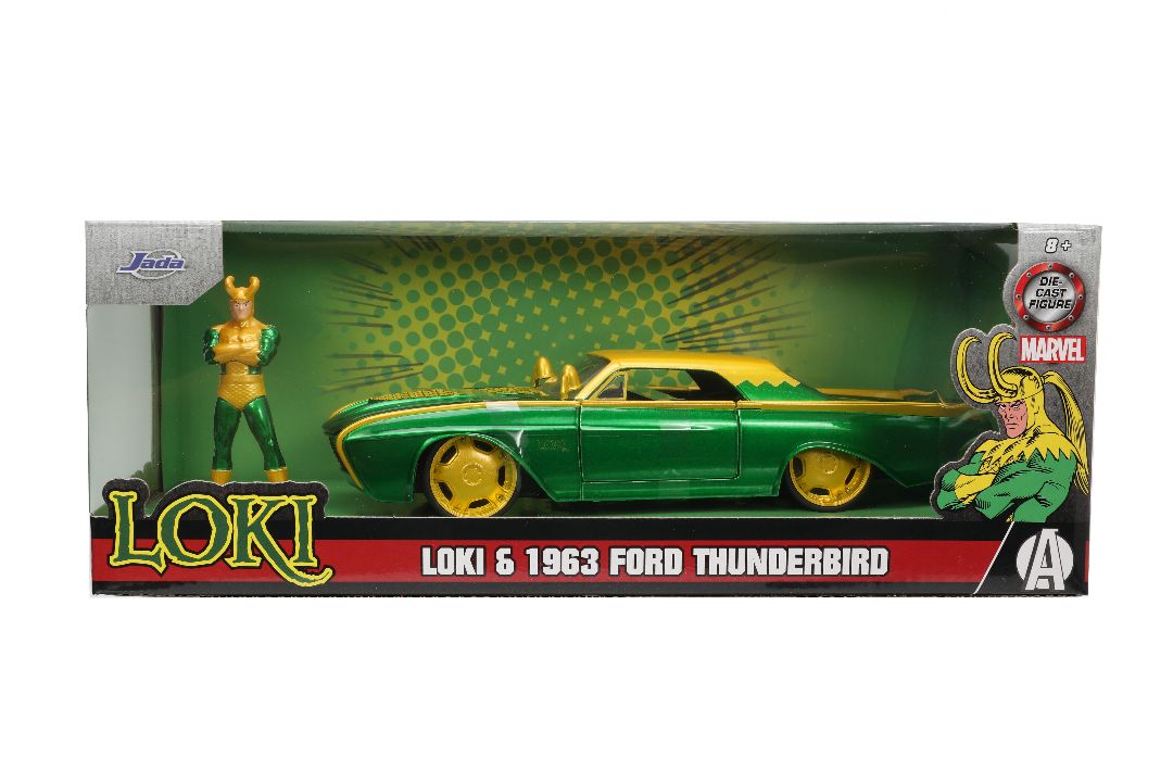 Jada 1/24 "Hollywood Rides" Marvel 1963 Thunderbird with LOKI - Click Image to Close