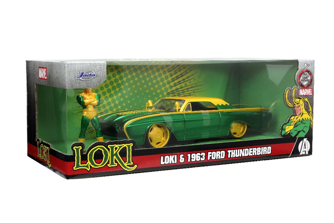 Jada 1/24 "Hollywood Rides" Marvel 1963 Thunderbird with LOKI - Click Image to Close