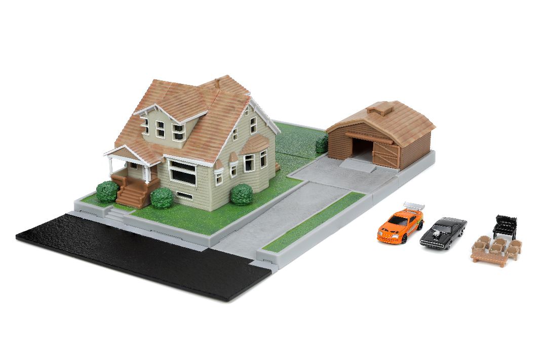 Jada Nano "Hollywood Rides" Diorama Dom's House Charger & Supra - Click Image to Close