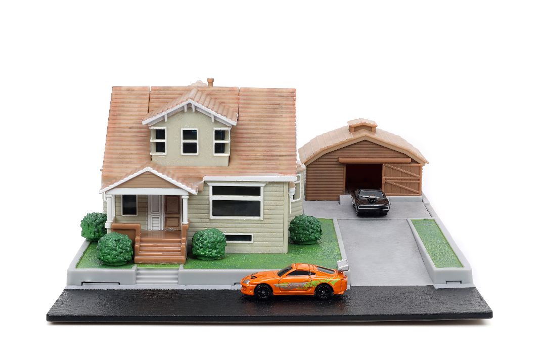 Jada Nano "Hollywood Rides" Diorama Dom's House Charger & Supra - Click Image to Close