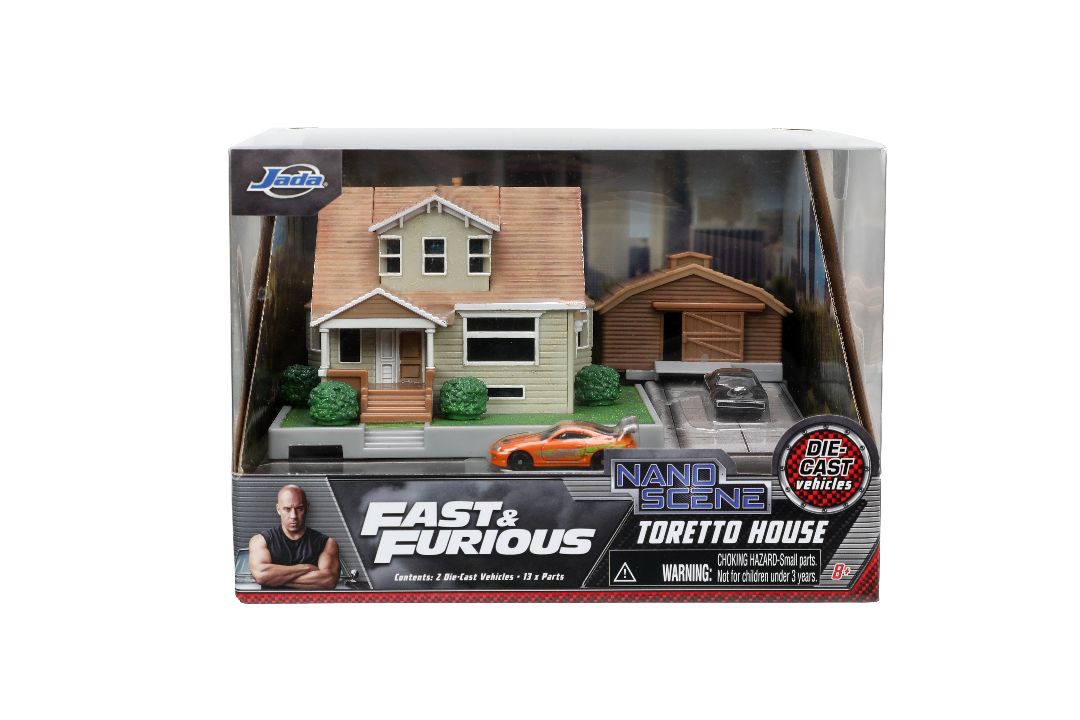 Jada Nano "Hollywood Rides" Diorama Dom's House Charger & Supra - Click Image to Close