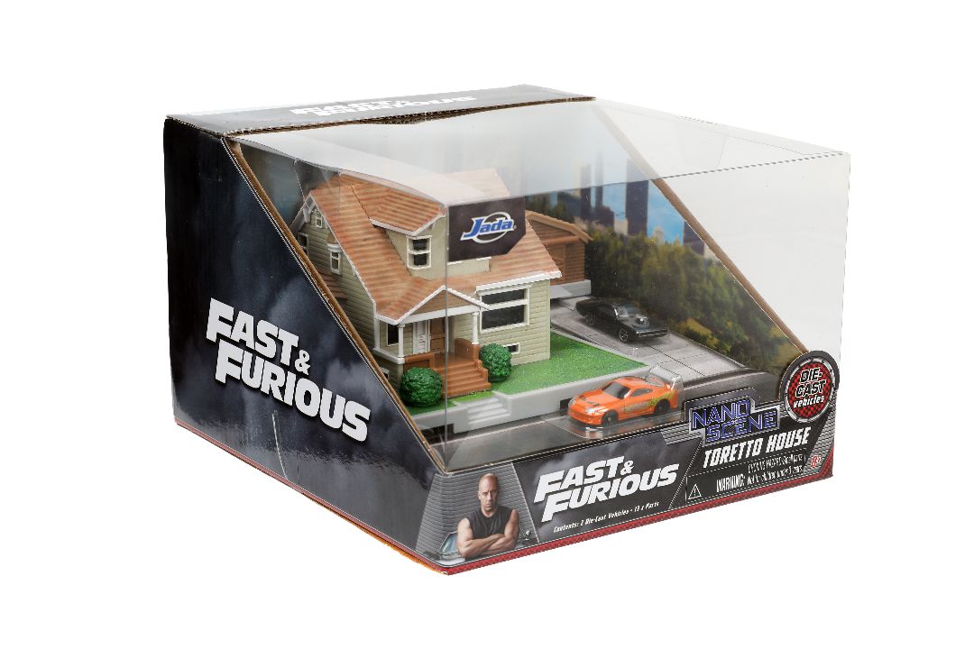 Jada Nano "Hollywood Rides" Diorama Dom's House Charger & Supra - Click Image to Close