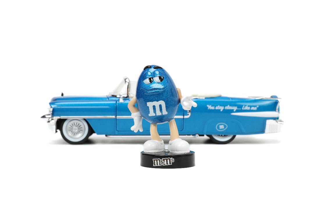 Jada 1/24 "Hollywood Rides" 1956 Cadillac with BLUE M&Mâ€™s