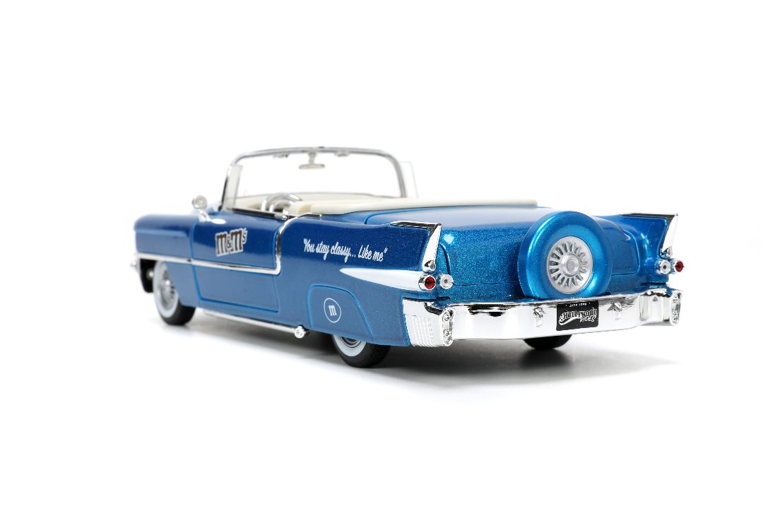 Jada 1/24 "Hollywood Rides" 1956 Cadillac with BLUE M&Mâ€™s