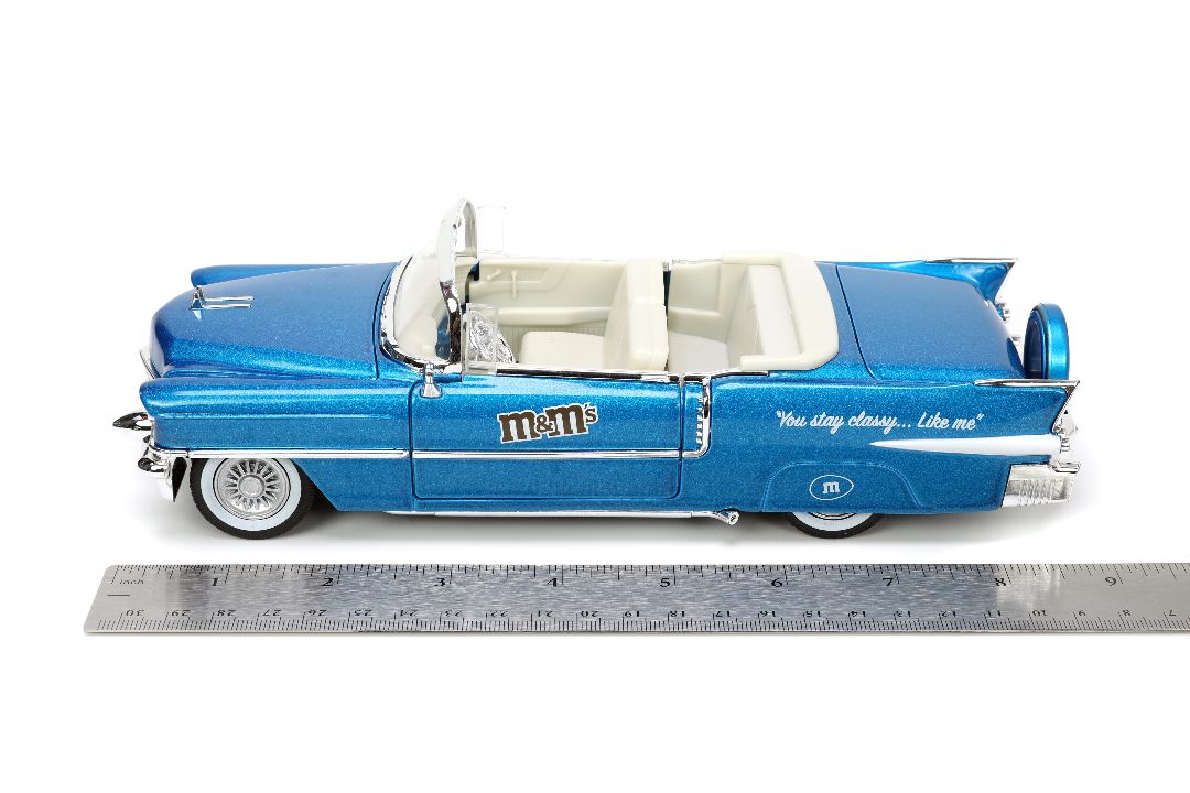 Jada 1/24 "Hollywood Rides" 1956 Cadillac with BLUE M&Mâ€™s