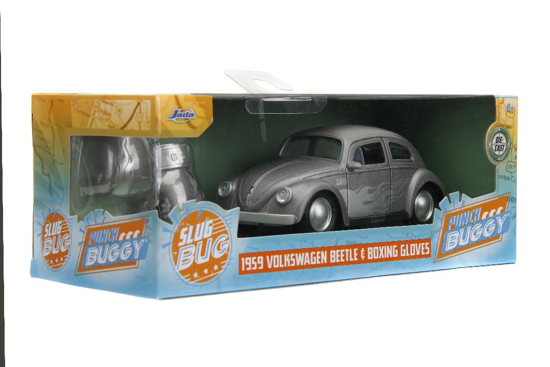 Jada 1/32 "PUNCH BUGGY" 1959 VW Beetle W/Boxing Gloves - Gray - Click Image to Close