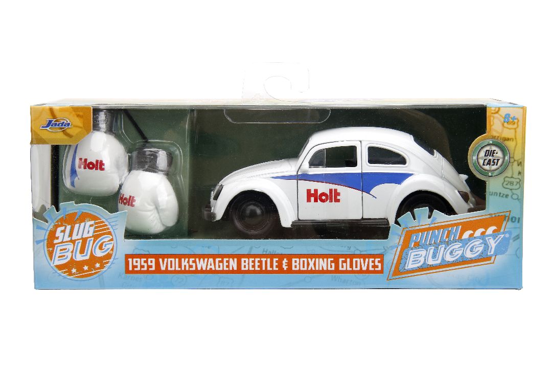 Jada 1/32 "PUNCH BUGGY" 1959 VW Beetle W/Boxing Gloves - White - Click Image to Close