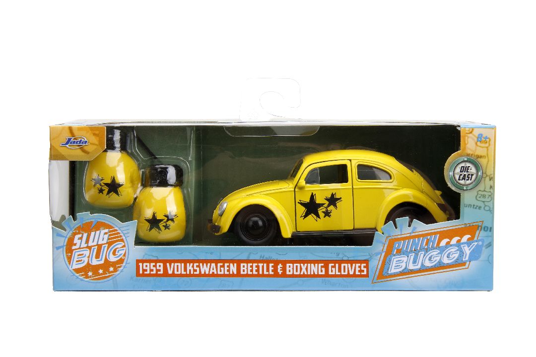 Jada 1/32 "PUNCH BUGGY" 1959 VW Beetle W/Boxing Gloves - Yellow