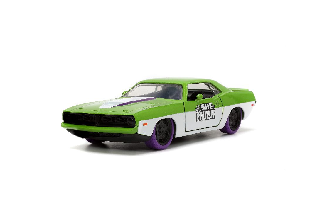 Jada 1/32 "Hollywood Rides" 1973 Plymouth Barracuda W/ She-Hulk