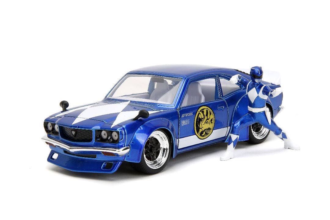 Jada 1/24 "Hollywood Rides" 1974 Mazda RX-3 with Blue Ranger - Click Image to Close