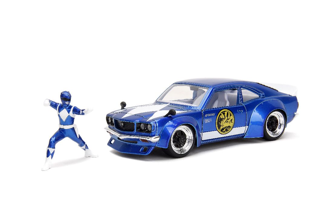 Jada 1/24 "Hollywood Rides" 1974 Mazda RX-3 with Blue Ranger - Click Image to Close