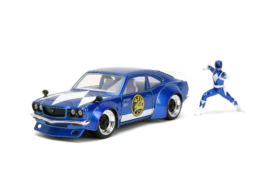 Jada 1/24 "Hollywood Rides" 1974 Mazda RX-3 with Blue Ranger - Click Image to Close