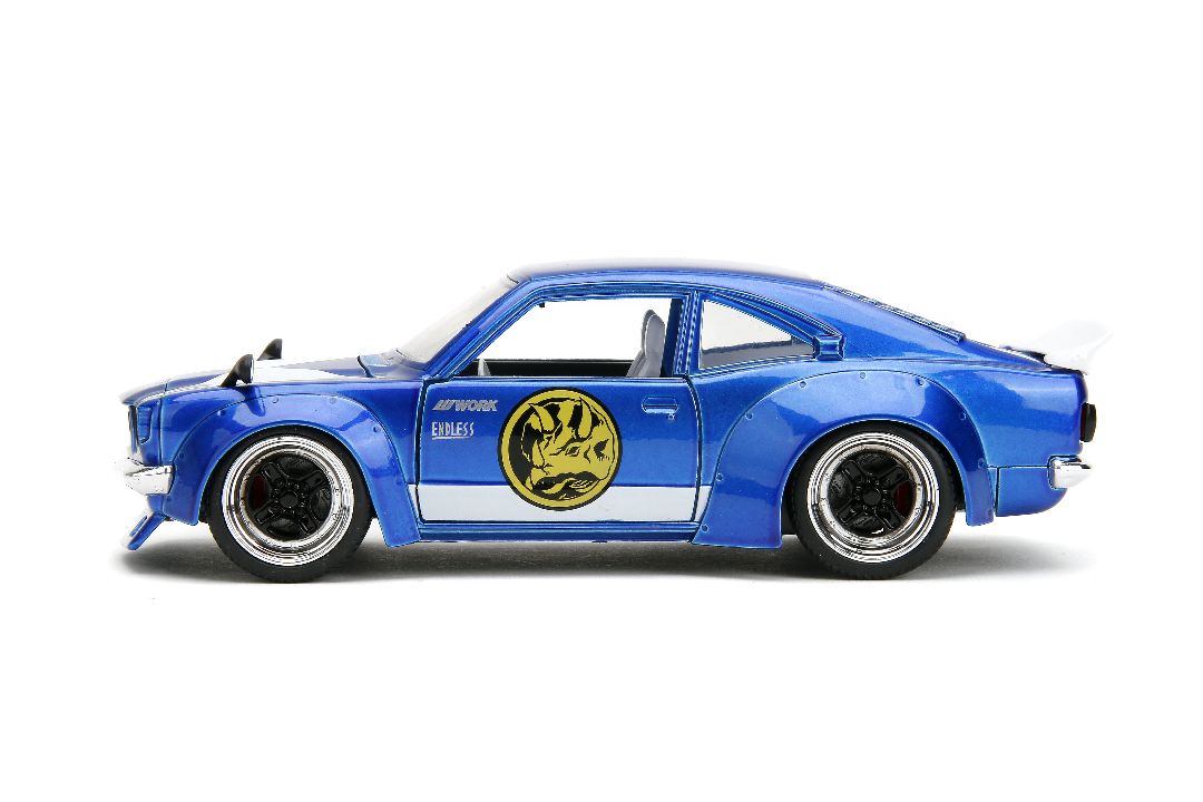 Jada 1/24 "Hollywood Rides" 1974 Mazda RX-3 with Blue Ranger - Click Image to Close