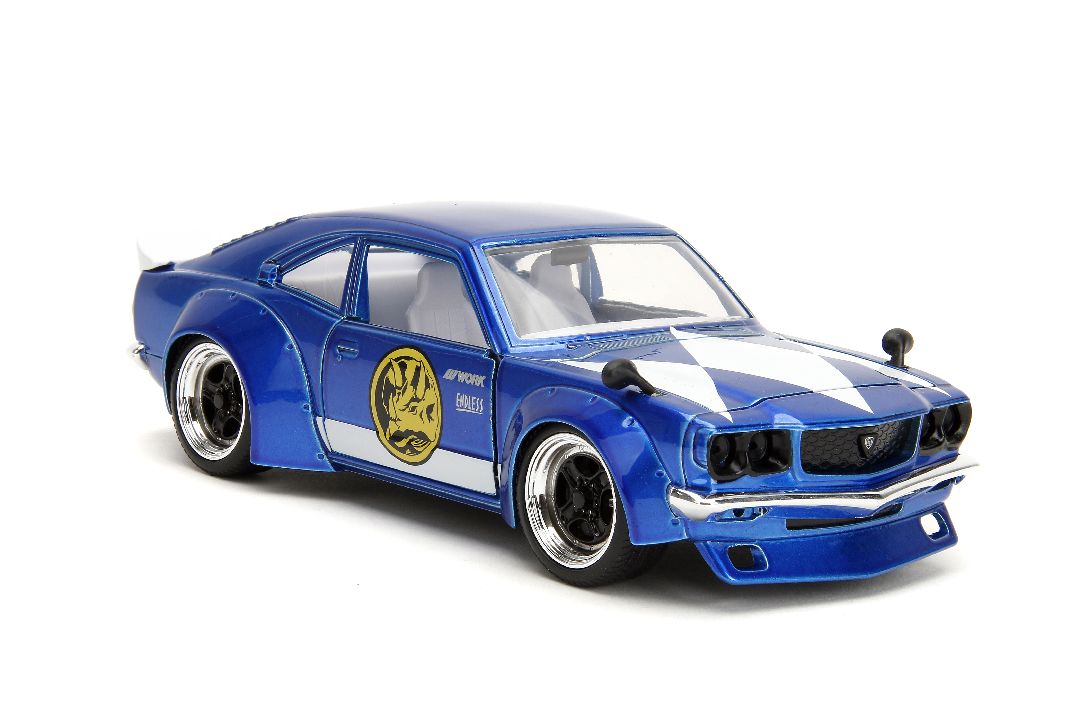 Jada 1/24 "Hollywood Rides" 1974 Mazda RX-3 with Blue Ranger - Click Image to Close