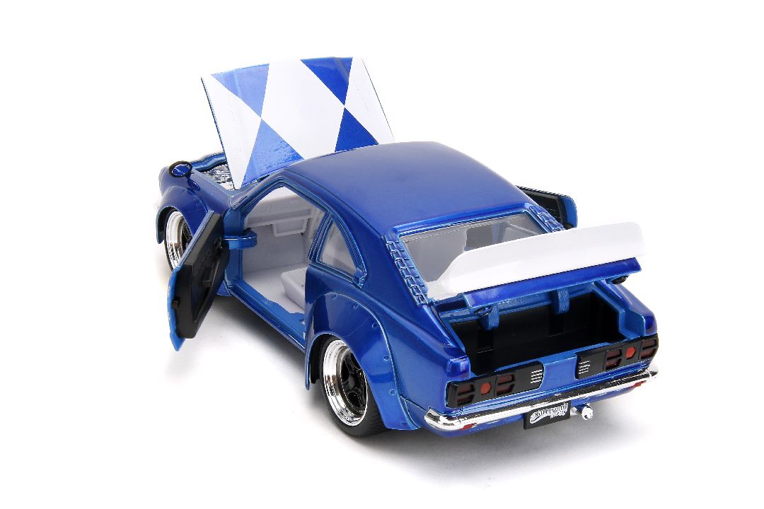 Jada 1/24 "Hollywood Rides" 1974 Mazda RX-3 with Blue Ranger - Click Image to Close