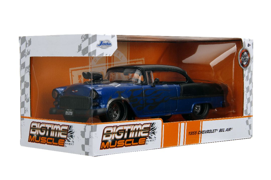 Jada 1/24 "BIGTIME Muscle" 1955 Chevy Bel Air - Metallic Blue - Click Image to Close