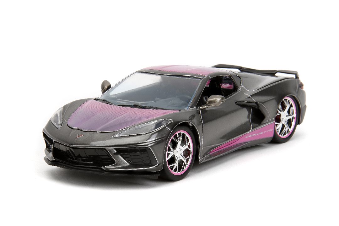 Jada 1/24 "Pink Slips" 2020 Corvette Stingray-Metallic Grey/Pink - Click Image to Close