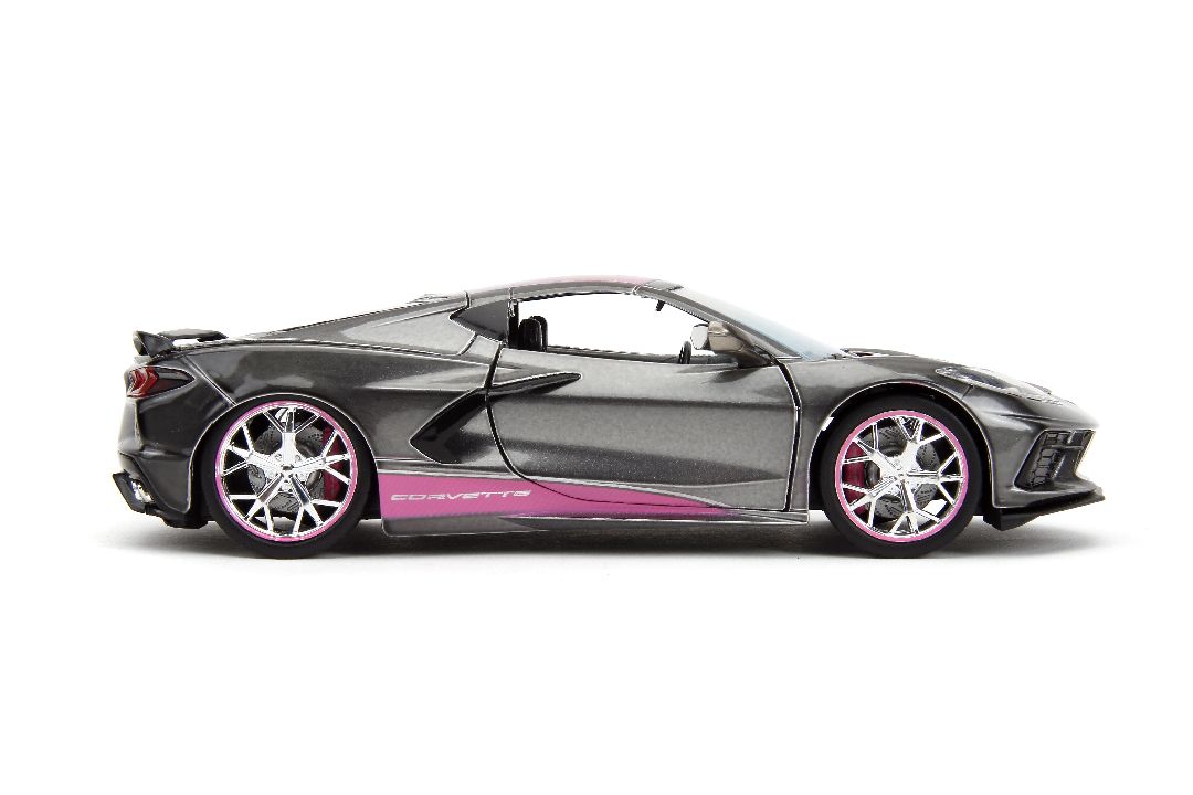 Jada 1/24 "Pink Slips" 2020 Corvette Stingray-Metallic Grey/Pink - Click Image to Close