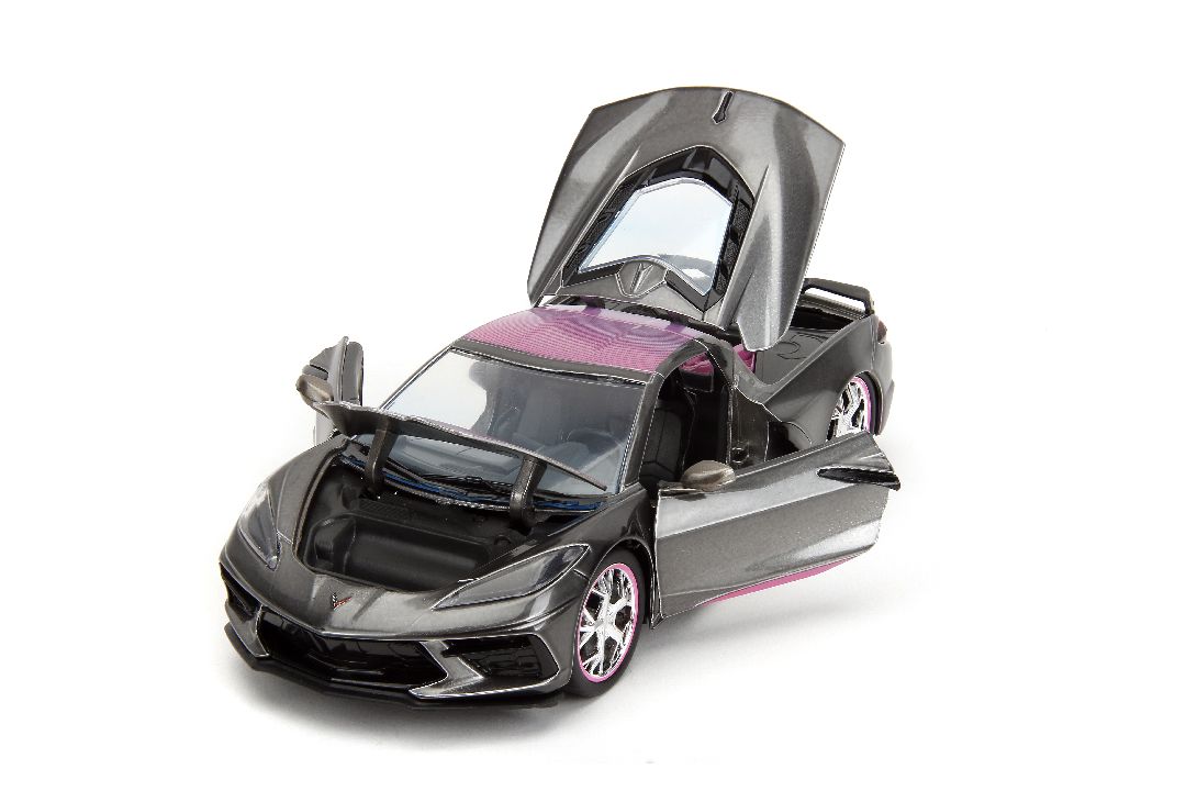 Jada 1/24 "Pink Slips" 2020 Corvette Stingray-Metallic Grey/Pink - Click Image to Close