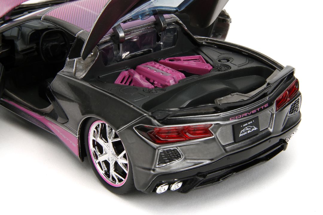 Jada 1/24 "Pink Slips" 2020 Corvette Stingray-Metallic Grey/Pink - Click Image to Close