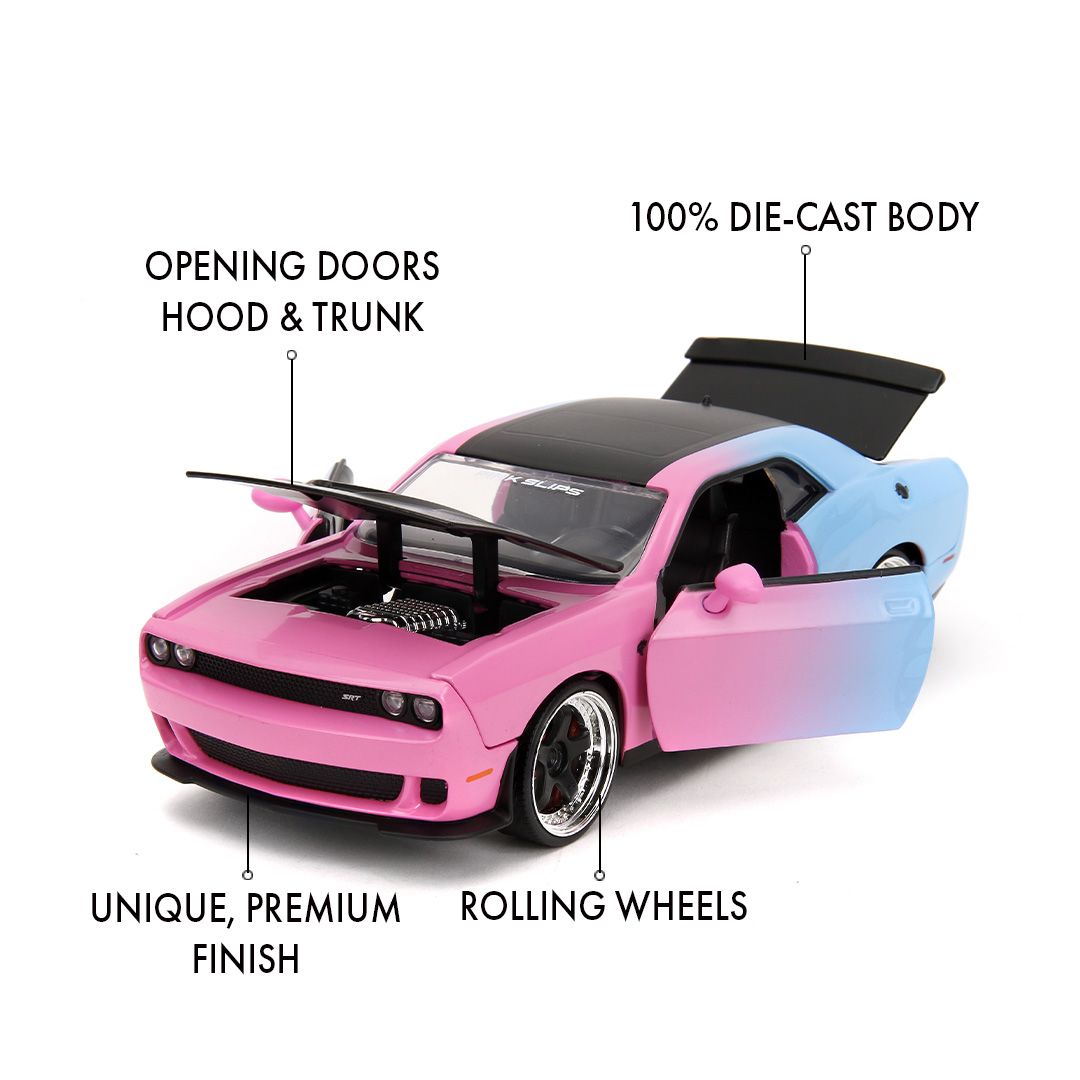 Jada 1/24 Pink Slips w/Base - 2015 Dodge Challenger SRT Hellcat - Click Image to Close