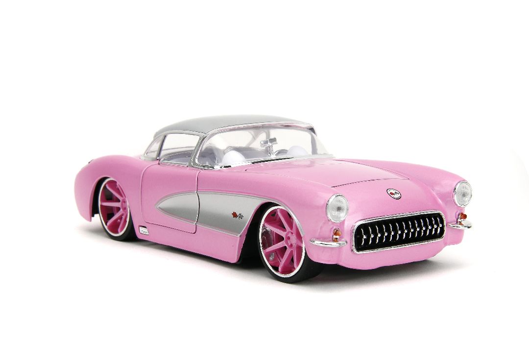 Jada 1/24 "Pink Slips" w/Base - 1957 Corvette