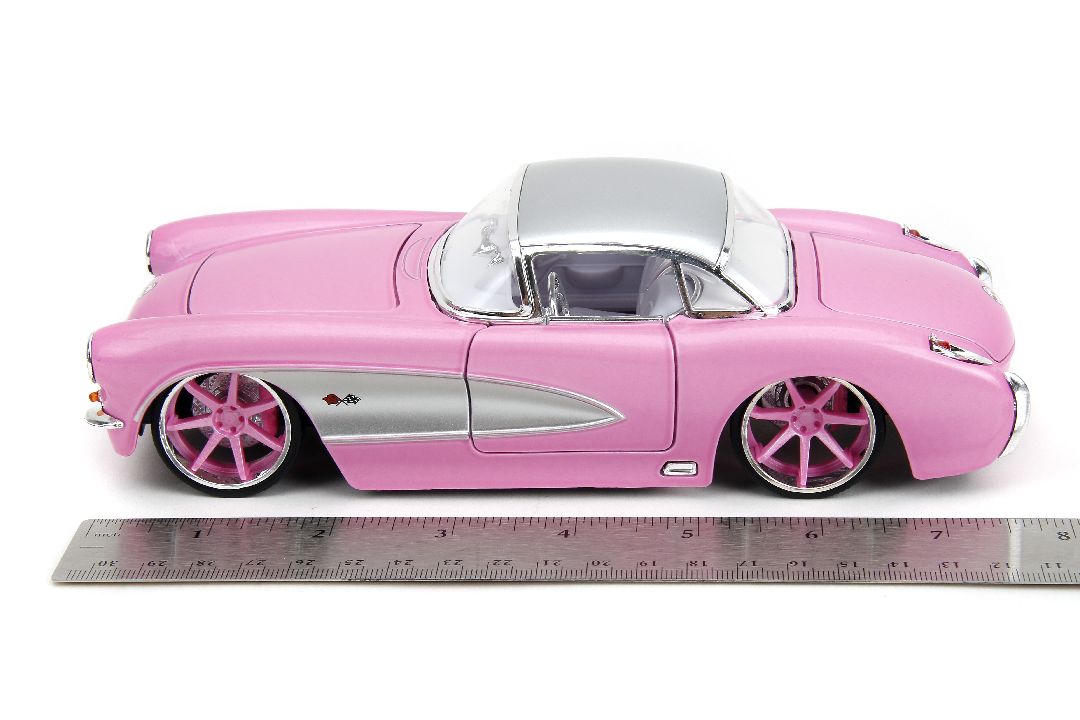 Jada 1/24 "Pink Slips" w/Base - 1957 Corvette - Click Image to Close