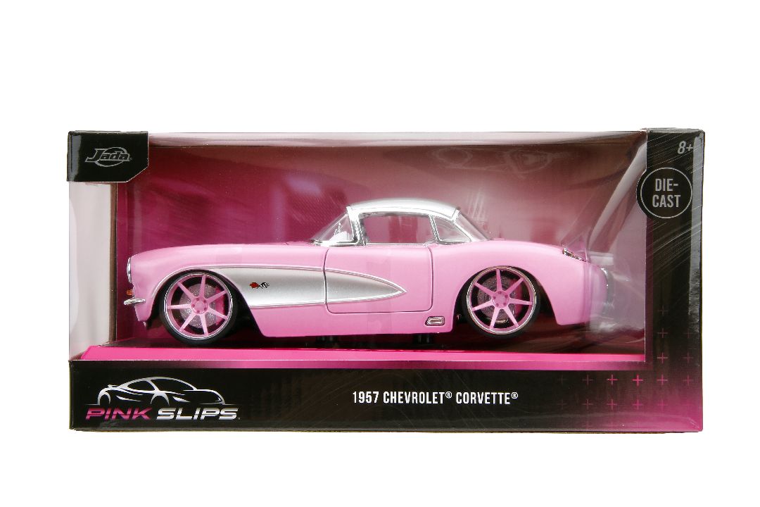 Jada 1/24 "Pink Slips" w/Base - 1957 Corvette