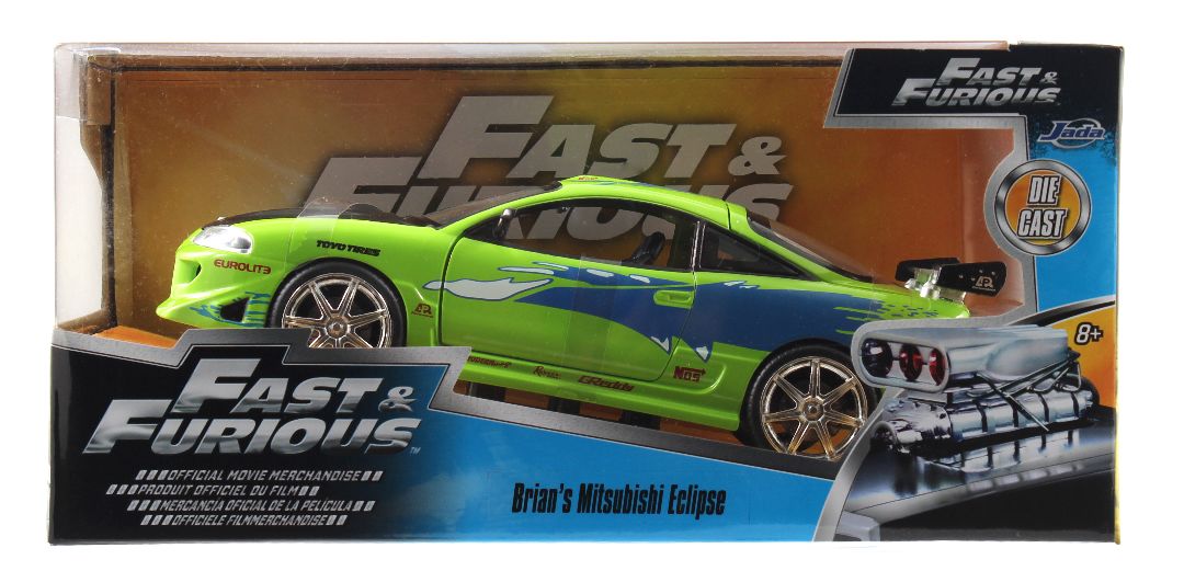 Jada 1/24 "Fast & Furious" Brian's Mitsubishi Eclipse - Green - Click Image to Close