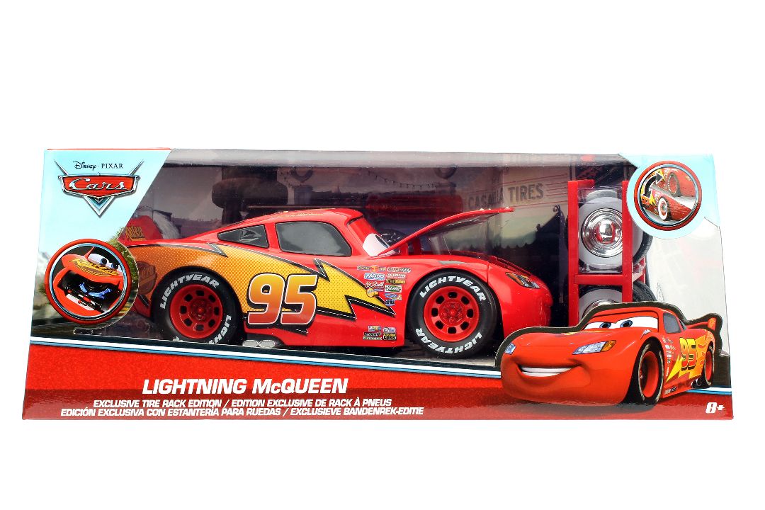 Jada 1/24 "Hollywood Rides" Pixar Cars Lightning McQueen w/Rack