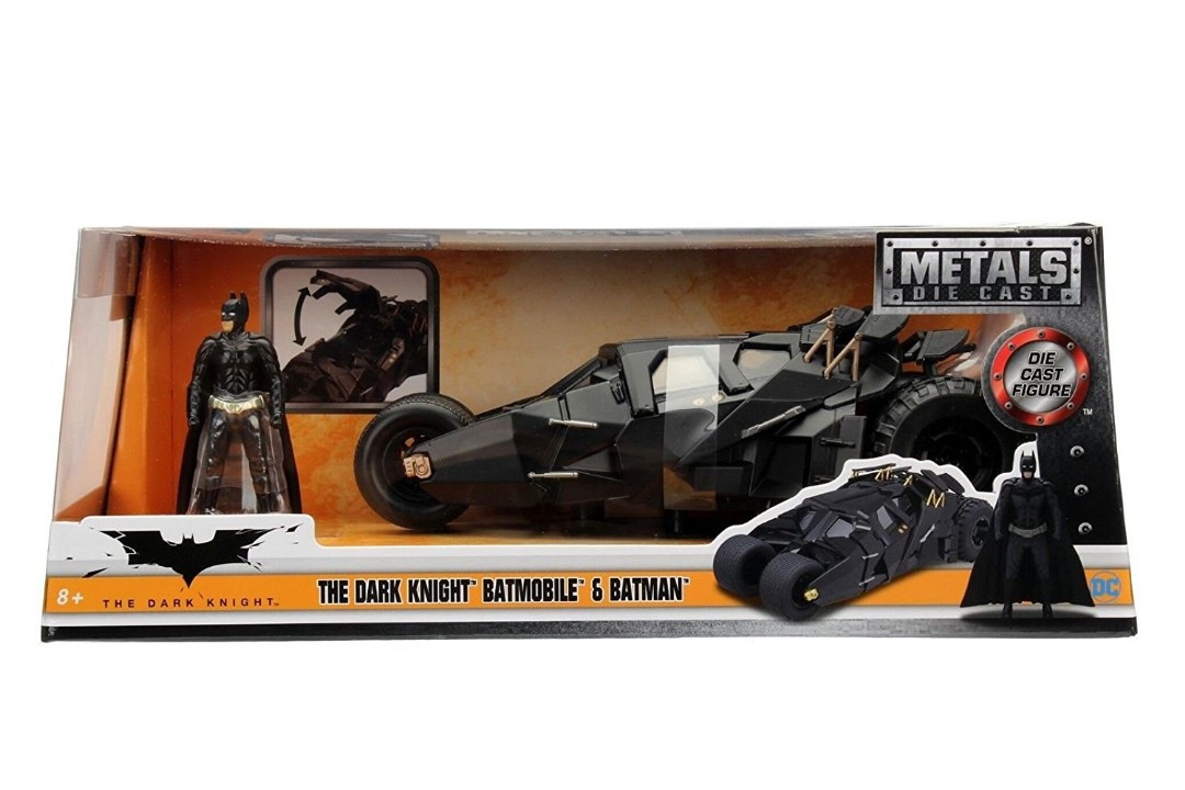 Jada 1/24 "The Dark Knight" Batmobile w/ Batman Figure - 2008 - Click Image to Close