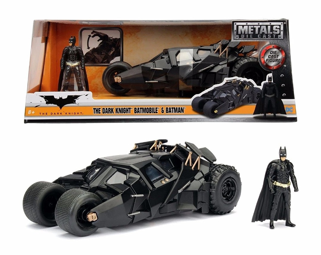 Jada 1/24 "The Dark Knight" Batmobile w/ Batman Figure - 2008 - Click Image to Close