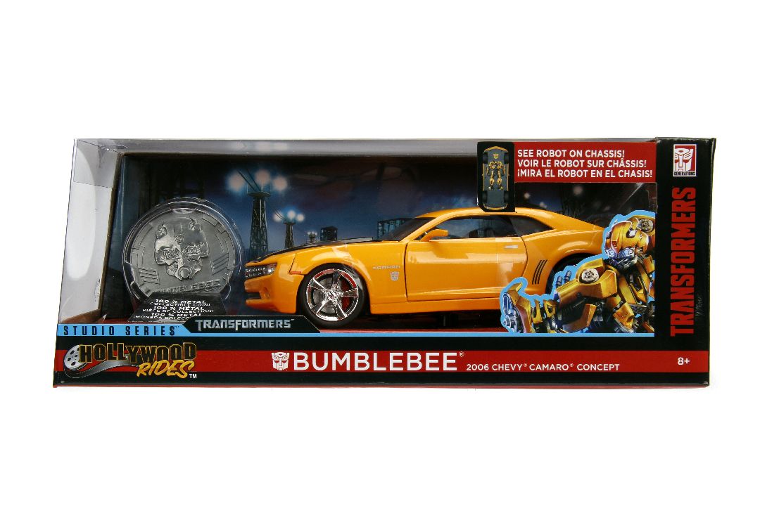 Jada 1/24 Transformers - 2006 Camaro Bumblebee W/Coin - Click Image to Close