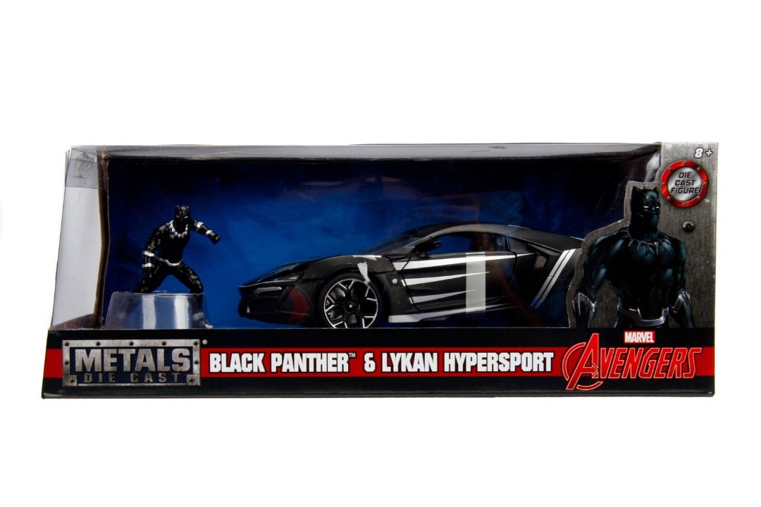 Jada 1/24 "Hollywood Rides" Lykan HyperSport w/Black Panther - Click Image to Close