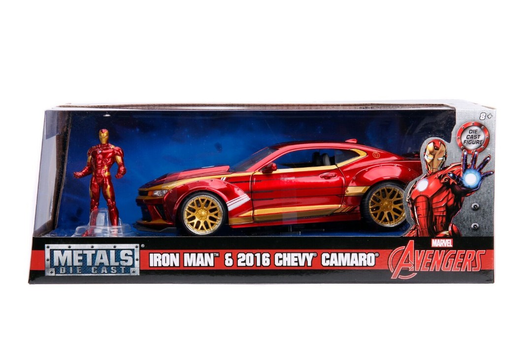 Jada 1/24 "Hollywood Rides" 2016 Chevy Camaro SS w/ Ironman - Click Image to Close