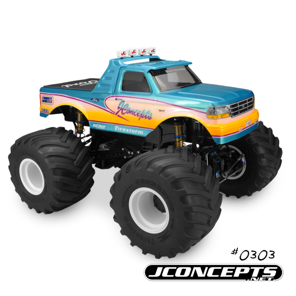 JConcepts 1993 Ford F-250 monster truck body w/racerback - Click Image to Close