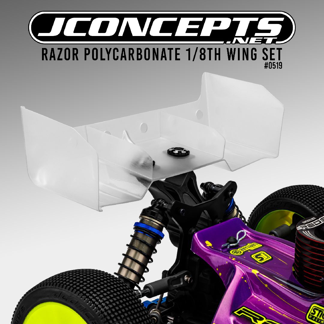 JConcepts - Razor polycarbonate 1/8th wing set, un-trimmed - Click Image to Close