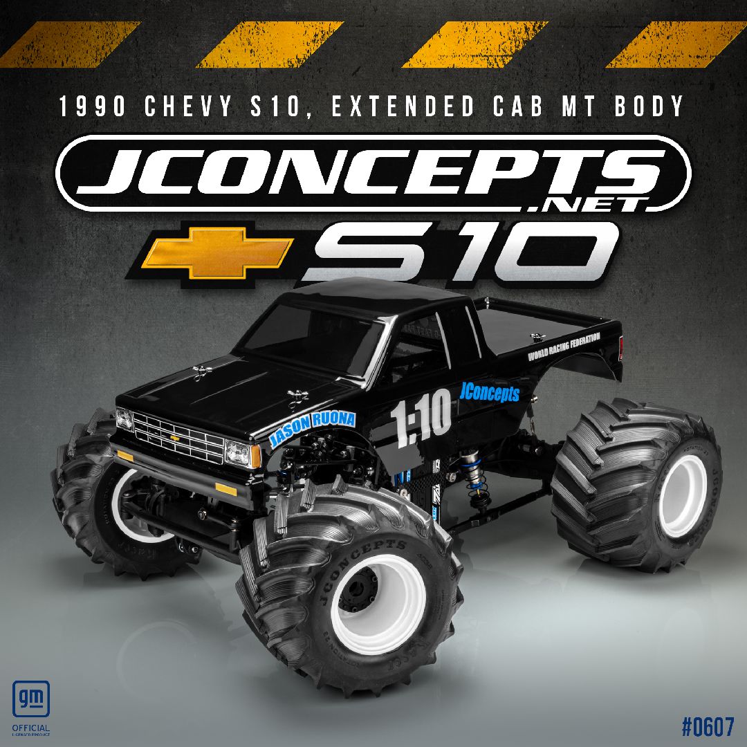 JConcepts 1990 Chevy S10, extended cab MT body, 13.0" wheelbase