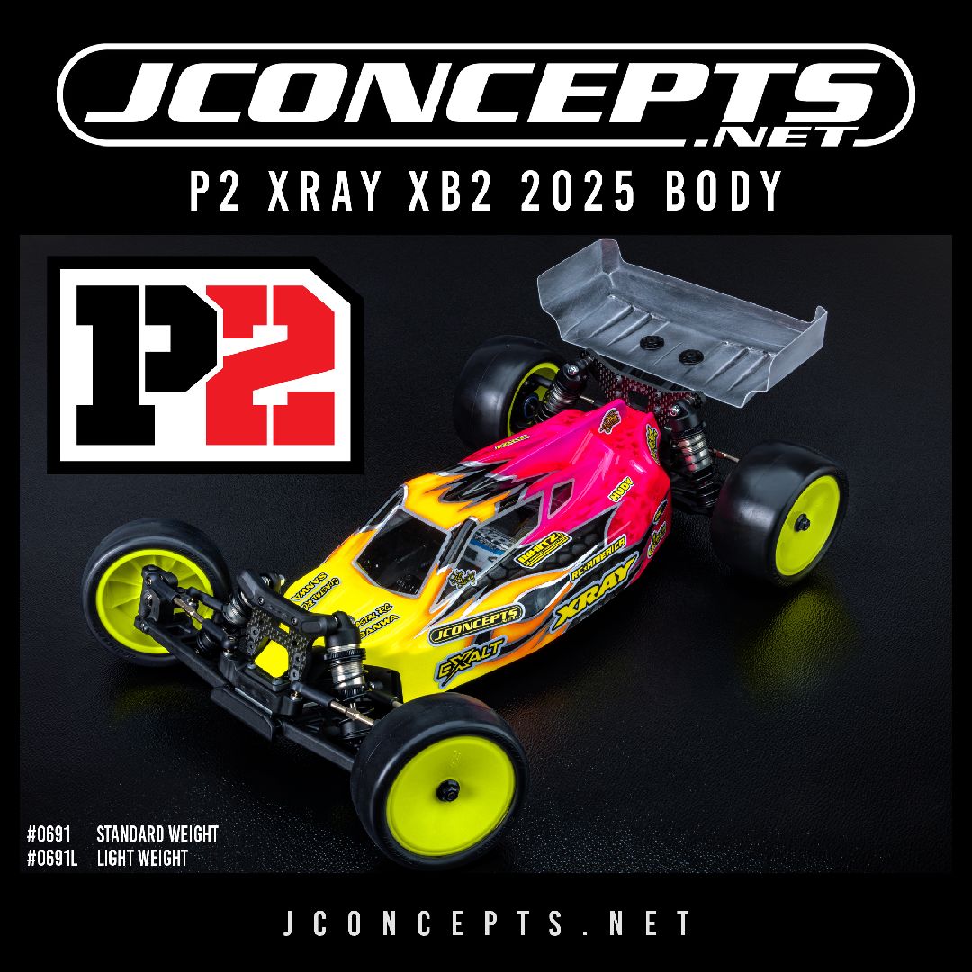 JConcepts P2 - XRAY XB2 2025 body w/ carpet | turf | dirt wing