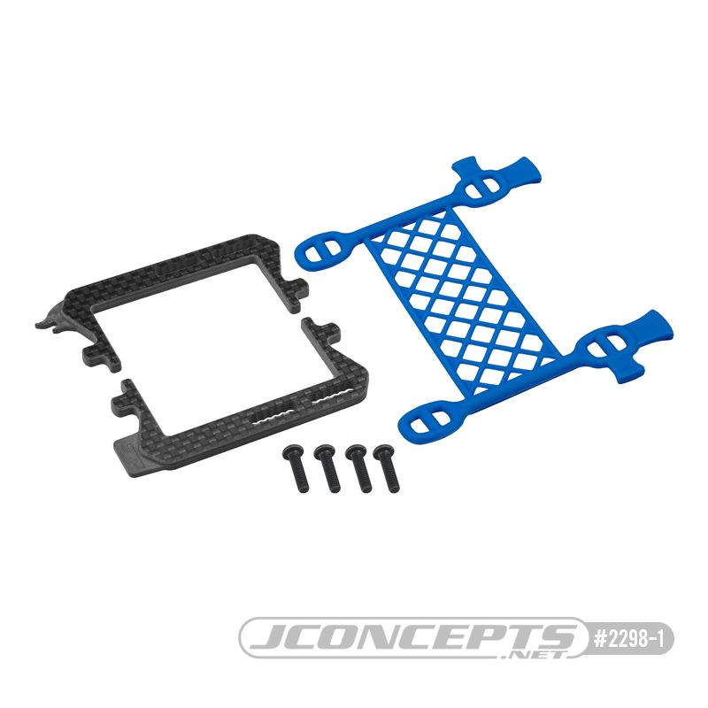 JConcepts B6.3 carbon logo / cargo net battery brace, (blue)