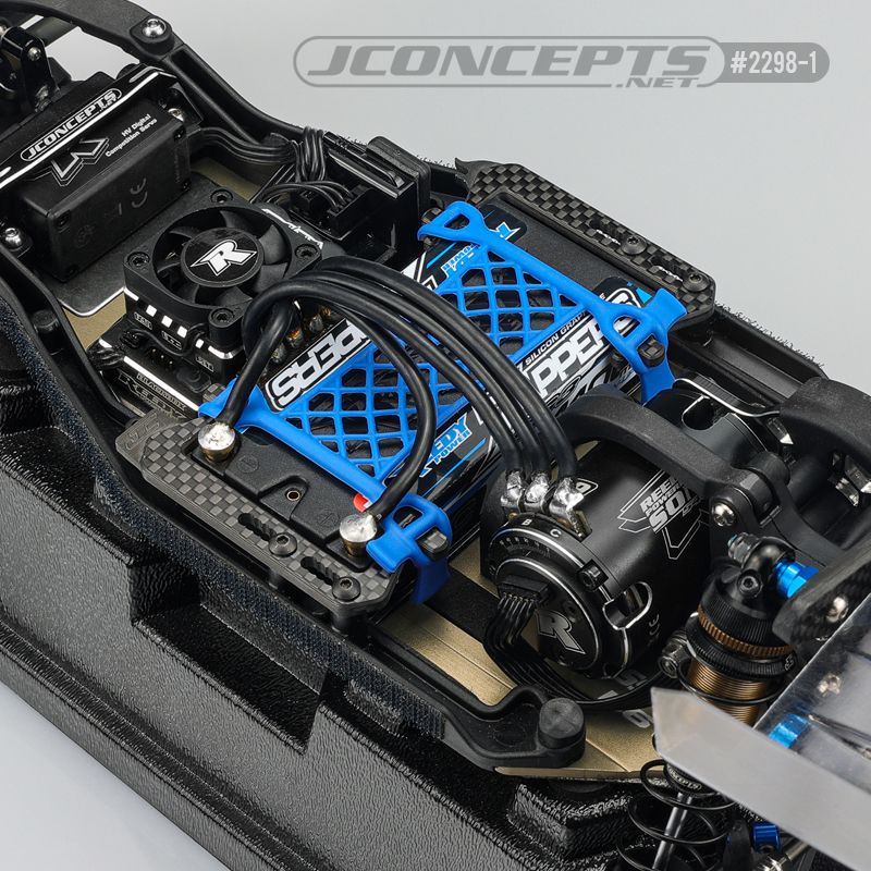 JConcepts B6.3 carbon logo / cargo net battery brace, (blue)