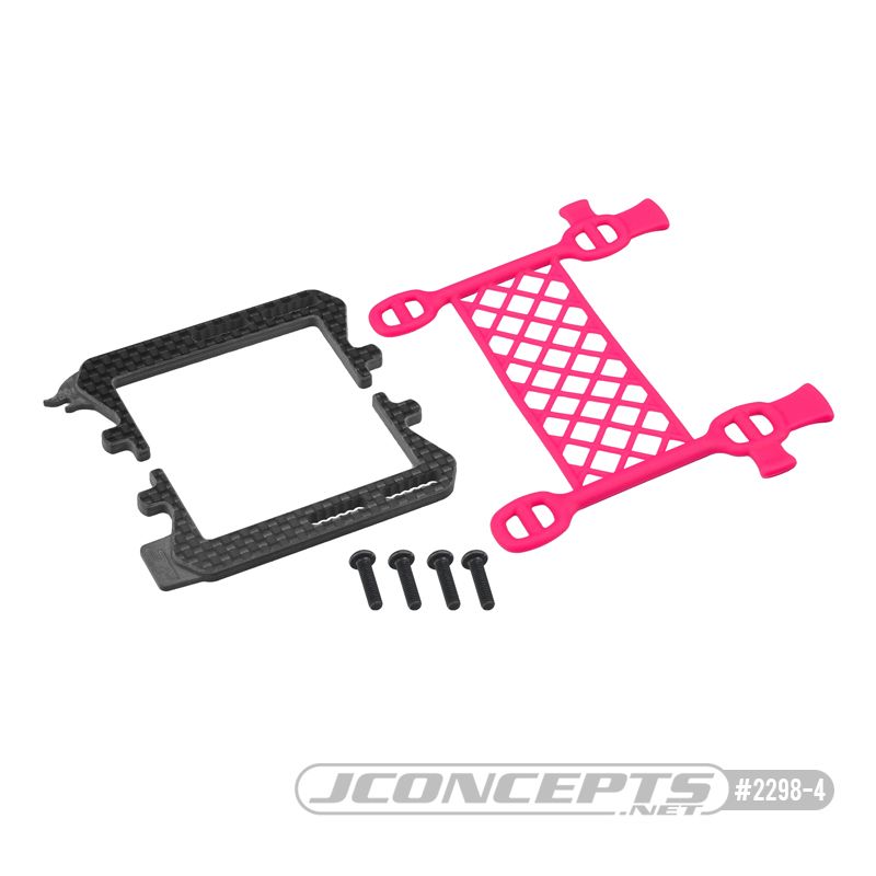 JConcepts B6.3 carbon logo / cargo net battery brace, (pink)