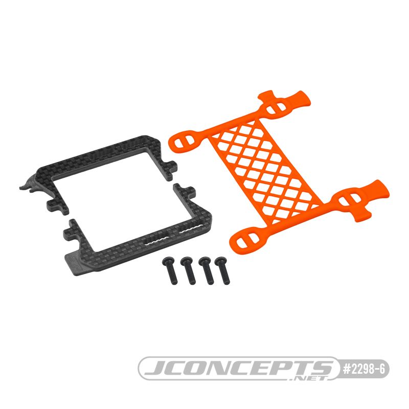 JConcepts B6.3 carbon logo / cargo net battery brace, (orange)