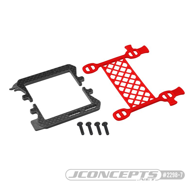 JConcepts B6.3 carbon logo / cargo net battery brace, (red)