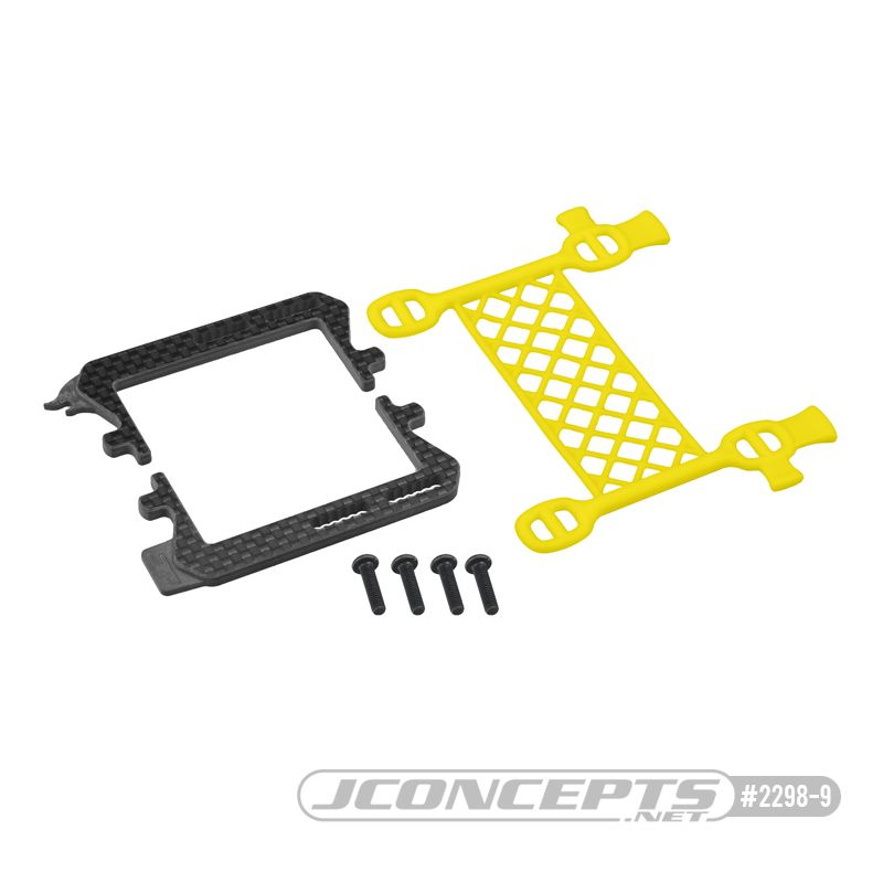 JConcepts B6.3 carbon logo / cargo net battery brace, (yellow)