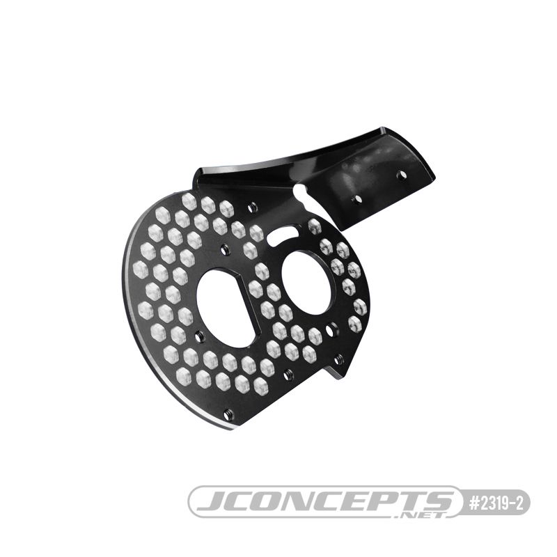 JConcepts RC10 aluminum rear motor plate - honeycomb - black